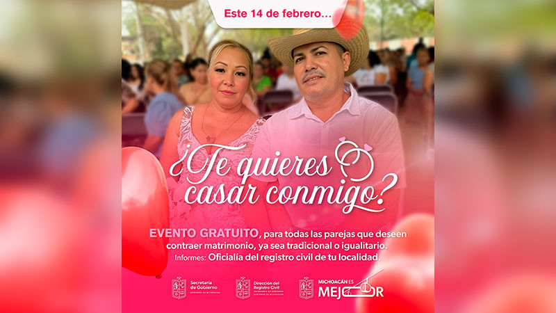 Conoce los requisitos para las bodas colectivas del 14 de febrero en Michoacán 