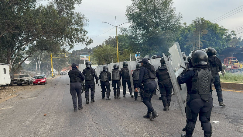  Tras bloqueo vial y dispersión de manifestación en Uruapan, un elemento municipal lesionado: SSP 