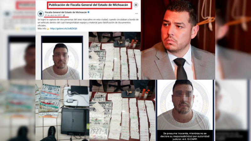 Intentan borrar antecedentes del jefe de la Policía Auxiliar de Michoacán: Fiscalía elimina post de su detención con 1 kilo de sustancias, 400 credenciales y equipo para falsificar 