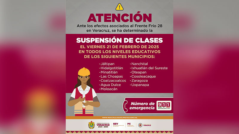 Suspenden actividades escolares en 13 municipios de Veracruz por lluvias 