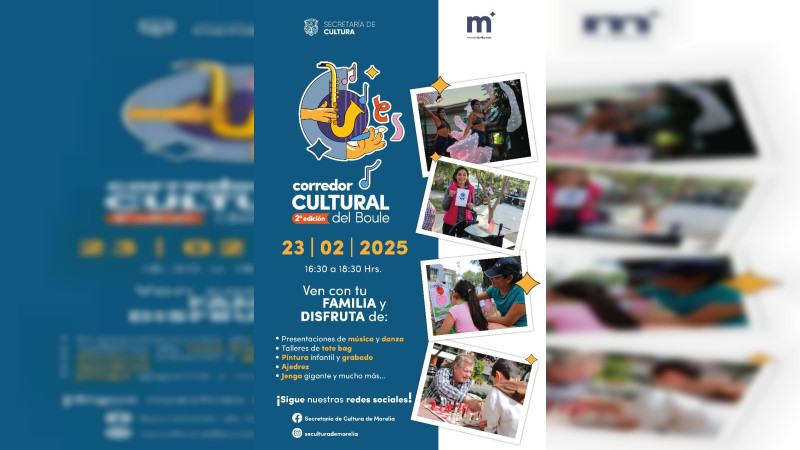 Disfruta de la música, danza y talleres este domingo en el Corredor Cultural del Boule 