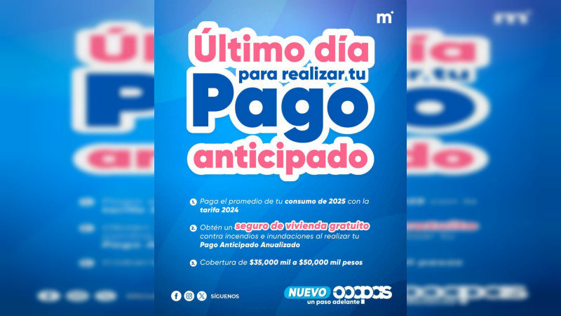 Último día para realizar el Pago Anticipado del OOAPAS en Morelia 