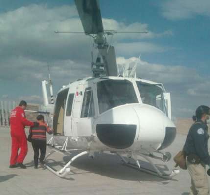 En helicóptero, trasladan de Sahuayo a Morelia a trabajador lesionado de gravedad - Foto 0 