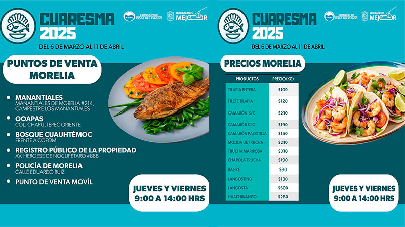 Por Cuaresma, Gobierno estatal ofertará pescados y mariscos a precios bajos  