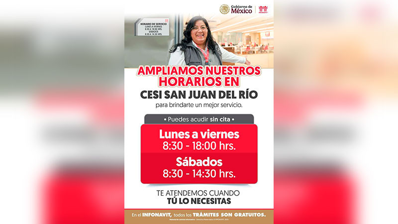 Extiende INFONAVIT su horario de atención en San Juan del Río, Querétaro  