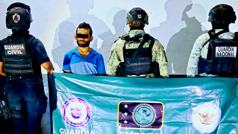 Aprehenden en Apatzingán, Michoacán a un hombre en posesión de un arma larga y camioneta con reporte de robo 