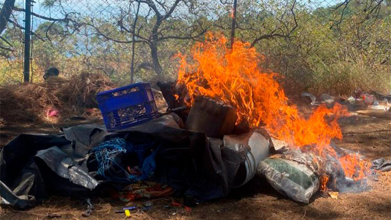 En Parácuaro, Michoacán: Destruye la SSP dos campamentos de la delincuencia organizada 