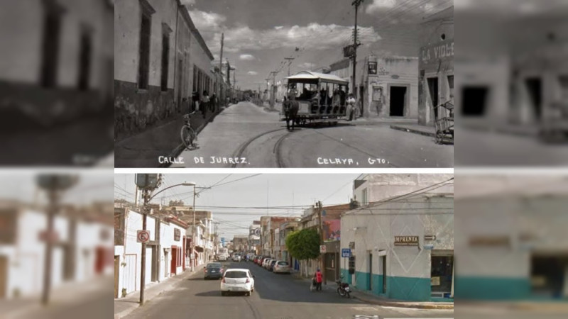 Fotografía histórica revela el pasado de la calle Benito Juárez en Celaya, Guanajuato