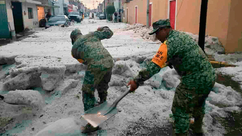 Ejército activa Plan DN-III tras tormenta y granizada en Miguel Alemán, Tamaulipas 
