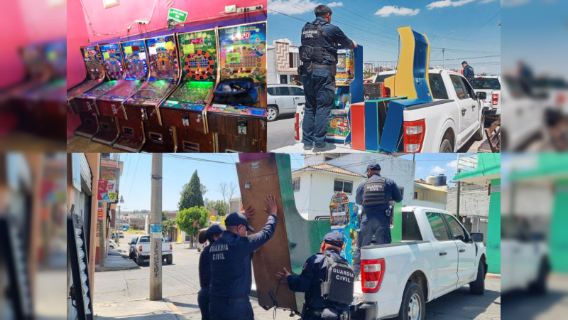 Decomisan 44 tragamonedas en Villas del Pedregal, Morelia: Dejarían más de medio millón al mes al crimen en Michoacán 