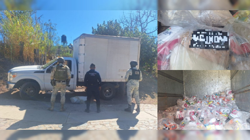 Aseguran 130 despensas al CJNG en Chinicuila, Michoacán, iban destinadas a pobladores 