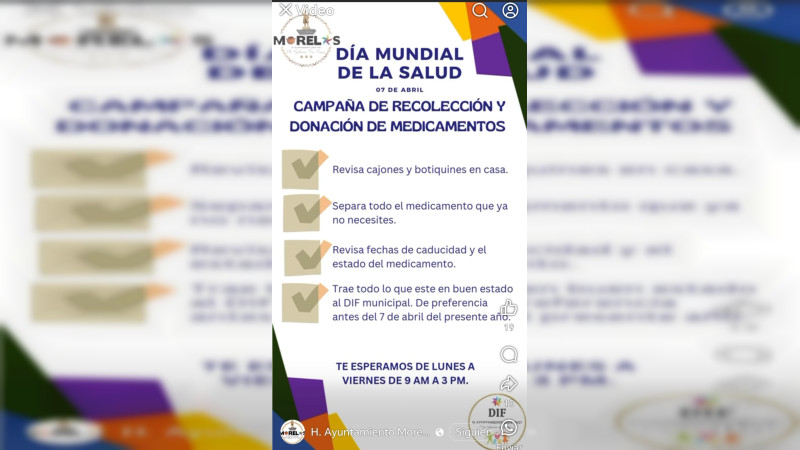 Llevará a cabo Ayuntamiento de Morelos Campaña de Recolección de Medicamentos 
