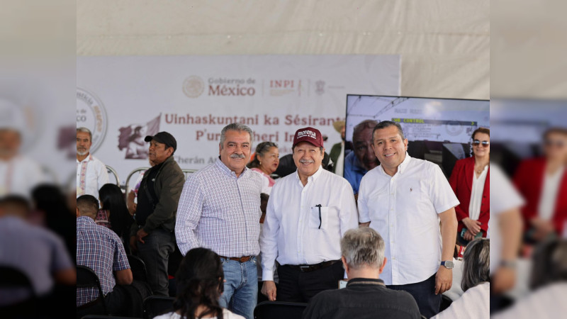 Morón, Godoy y Barragán junto a Sheinbaum en la presentación del Plan de Justicia para el pueblo P’urhépecha 