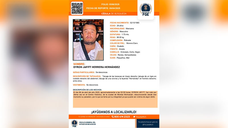 Buscan a Dyron Jafitt, lo sacaron a la fuerza de una fiesta en Morelia, Michoacán 