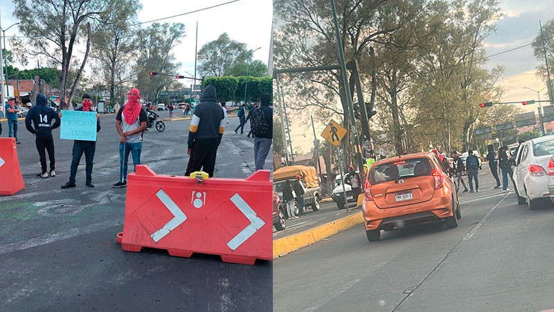 Normalistas paralizan vialidades en Morelia, Michoacán 