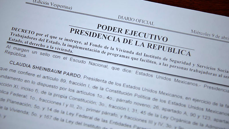 Se publica en DOF Decreto para que FOVISSSTE implemente programas de vivienda 