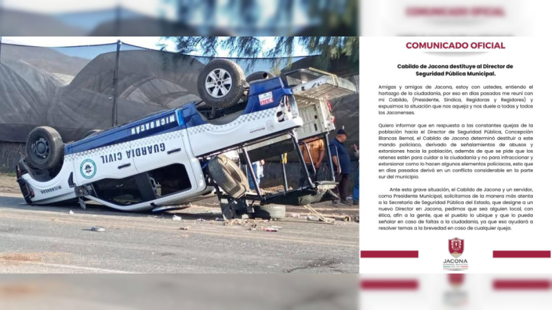 Por abusos y extorsiones, Cabildo de Jacona destituye al Director de Seguridad: SSP Michoacán acusa “intereses delictivos” tras denuncias contra mando 