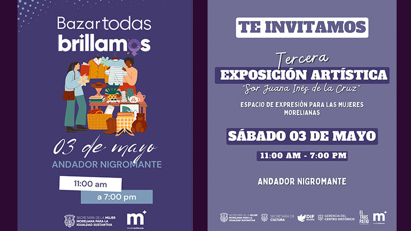 Todo listo para Exposición Artística ‘Sor Juana Inés’ y Bazar ‘Todas Brillamos’ en el Andador Nigromante 