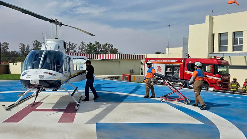 Paciente con infarto es trasladado vía aérea de Michoacán a Guanajuato con apoyo interinstitucional 