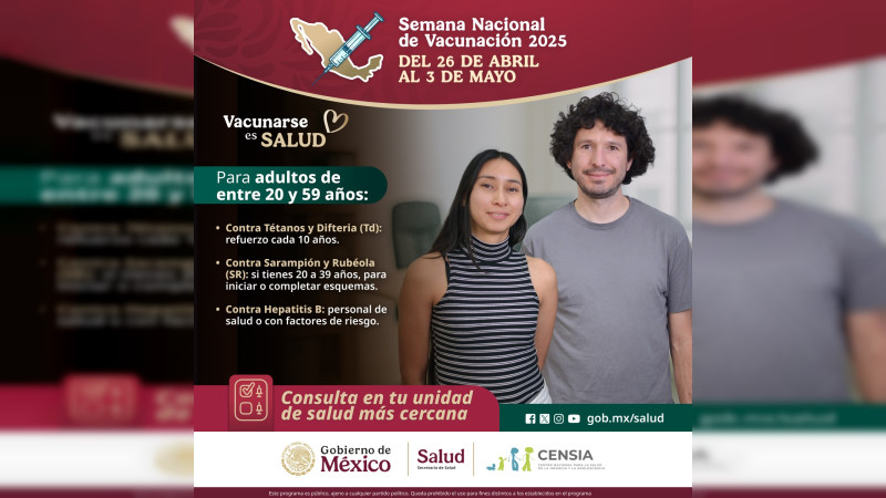 Informa SESA de la Semana Nacional de Vacunación 2025 