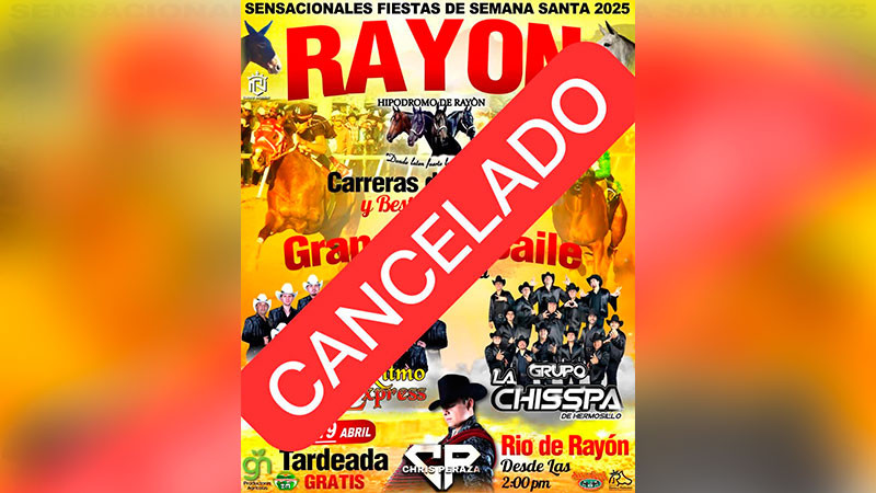  Cancelan actividades programadas de Semana Santa en Rayón, Sonora 