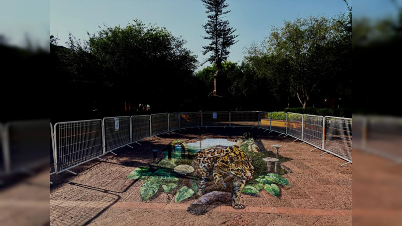 Pintan ocelote en Plaza de Armas para promocionar el Festival “QROMA” 