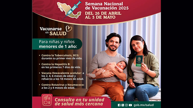 Conoce las vacunas que deben tener niñas y niños menores de un año: sector salud de Michoacán 