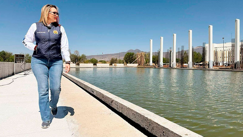 Yarabí Ávila realiza recorrido en construcción de alberca Olímpica de la UMSNH; avanzan los trabajos  