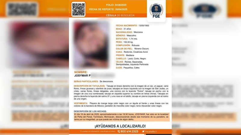Confirman identidad de hombre ultimado en tenencia de Morelia; estaba desaparecido desde el 19 de abril 