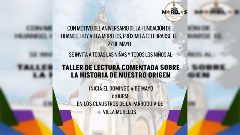 Julio César Conejo invita a niñas y niños al Taller de Lectura comentada: "Nuestra historia, nuestro origen en Morelos" 
