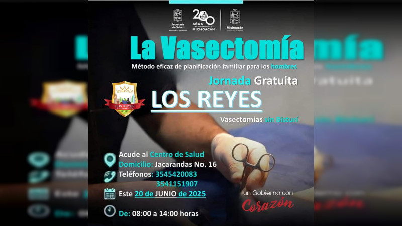 Invita Humberto Jiménez a jornada gratuita de vasectomías en Los Reyes 