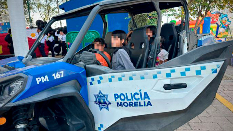 Policía Morelia celebra en grande con niñas y niños, en la Feria de la Niñez "Juguemos por la paz" 