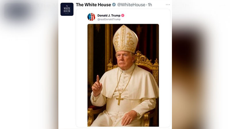 Publican imagen de Donald Trump realizada con IA personificado de Papa 