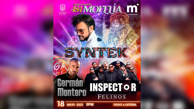 Aleks Syntek encabeza espectacular concierto de Aniversario de Morelia 
