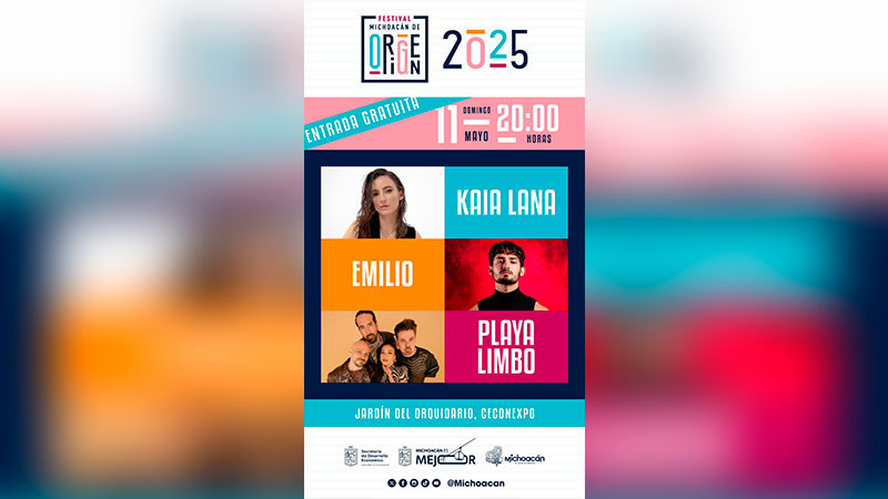  Playa Limbo, Emilio Osorio y Kaia Lana, este domingo en el Festival Michoacán de Origen 