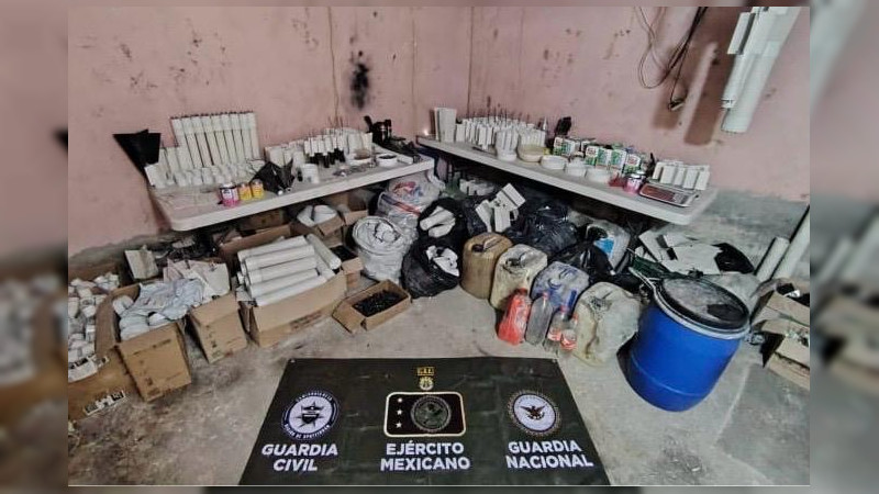 Cateo en Apatzingán, Michoacán, deja al descubierto taller de explosivos del crimen 