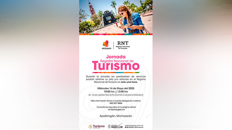 Llega jornada del Registro Nacional de Turismo a Lázaro Cárdenas y Apatzingán 