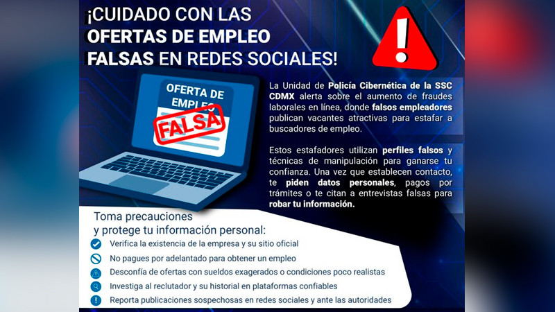 Policía capitalina alerta por ofertas falsas de trabajo en redes sociales 