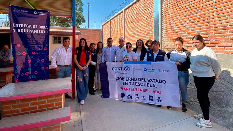 Entrega IFEQ barda perimetral en preescolar de Huimilpan, Querétaro 