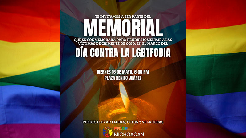 PRIDE Michoacán anuncia actividades en el Día de Lucha contra la LGBTfobia 