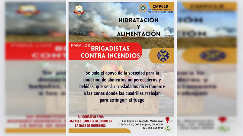 Instalan centro de acopio para brigadistas que combaten los incendios en la región de Los Reyes 