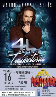 Marco Antonio Solís, este 16 de diciembre en Puruándiro 