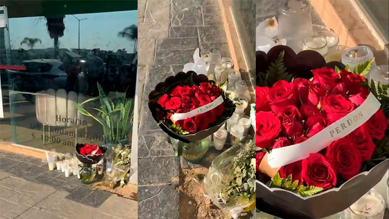 Aparece extraño arreglo floral con la leyenda "perdón" en la estética de la influencer Valeria Márquez 