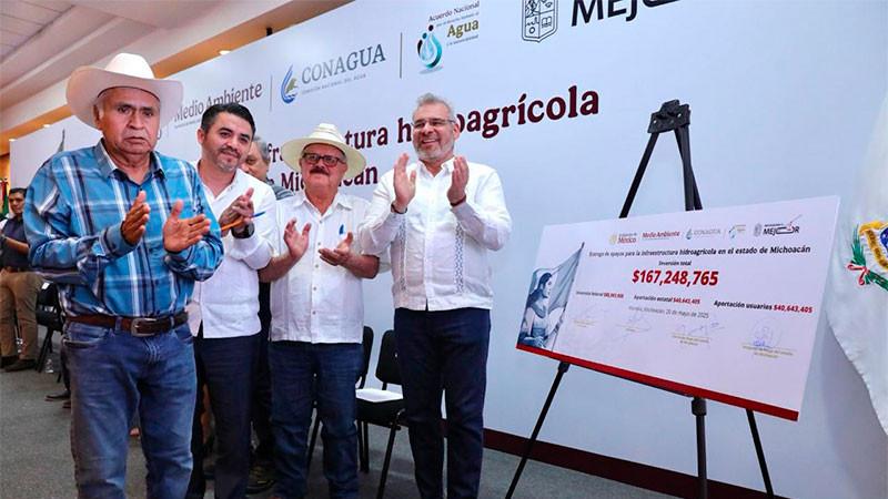 Bedolla y Conagua entregan apoyos por 170 mdp para la infraestructura hidroagrícola de Michoacán 