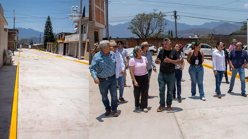 Inaugura Jeovana Alcántar la pavimentación hidráulica de calle del Fraccionamiento Los Ángeles en Ciudad Hidalgo, Michoacán  