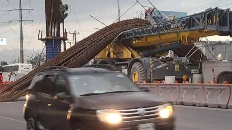 Colapsa columna en obra de nueva línea del Metro en Apodaca, Nuevo León 