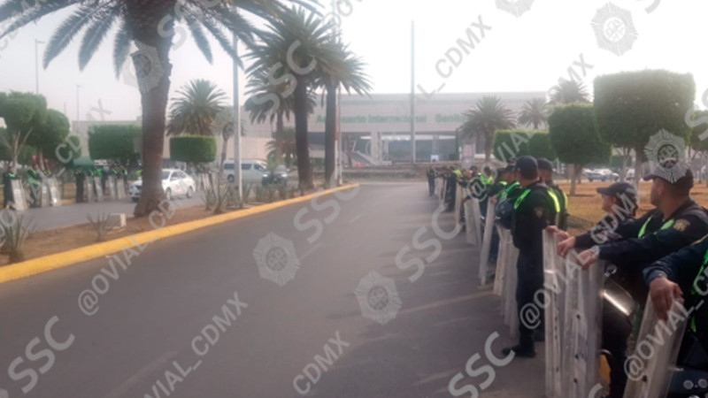 Policía resguarda AICM ante movilización de la CNTE 