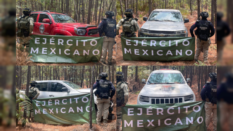 Aseguran convoy de Jalisco en Tuzantla, Michoacán 