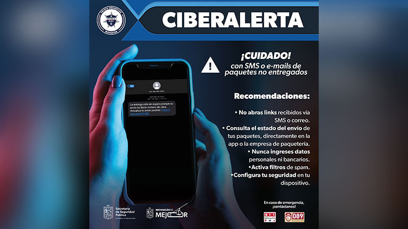 Por fraudes de supuestos paquetes no entregados, la SSP Michoacán lanza ciberalerta 