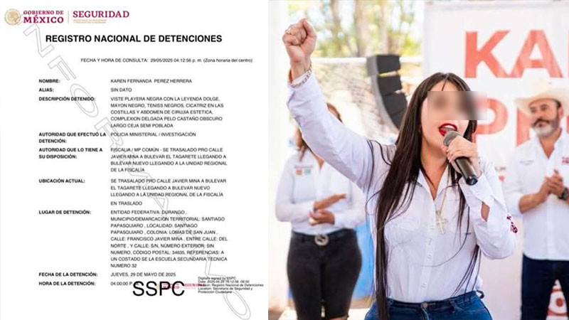 Detienen a candidata de Morena en Santiago Papasquiaro, Durango, por presuntos delitos electorales 